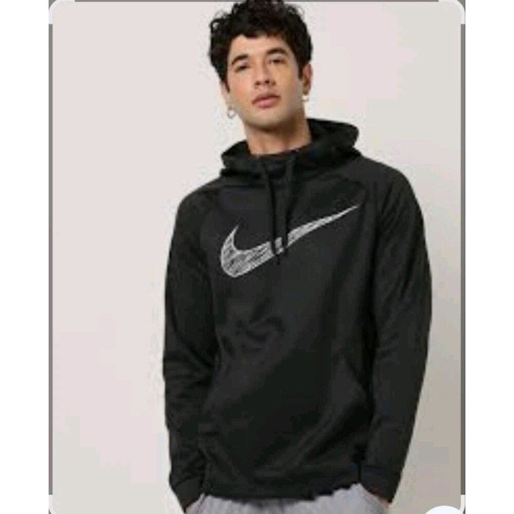 Nike Men's Black Dri Fit Swoosh Graphic Sweatshirt Hoodie Size XXL